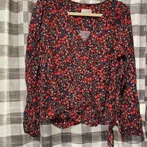 Universal Thread Floral Blouse - Red and Blue